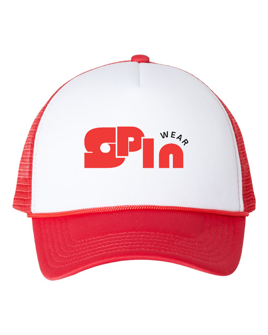 Half Red/White Trucker